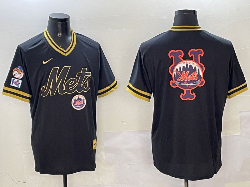 Men New York Mets Blank Black Gold Game 2025 Nike MLB Jersey style 3258